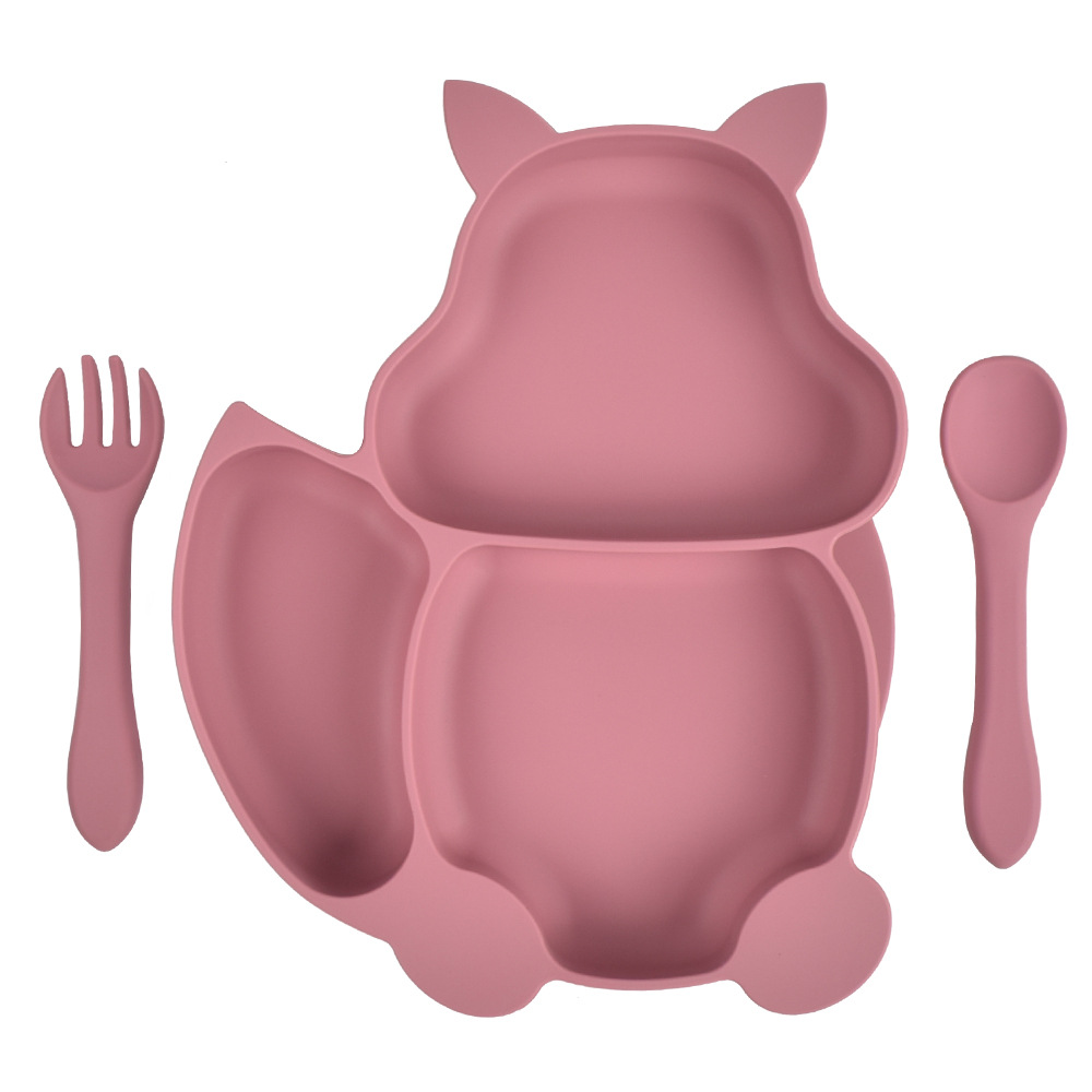 Bubbento Squirrel Compartment Silicone Dinner Plate Set - Image 5