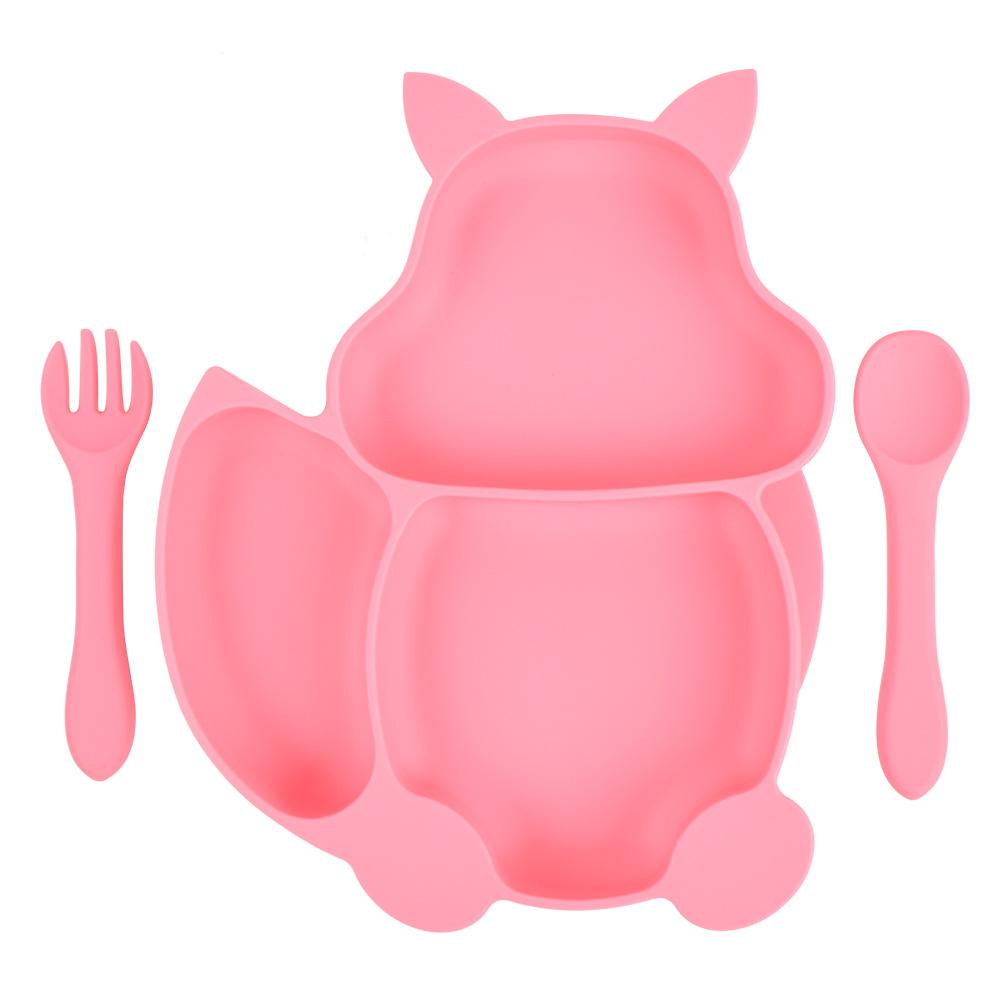 Bubbento Squirrel Compartment Silicone Dinner Plate Set - Image 11