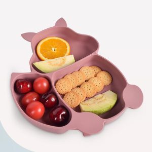 Bubbento Squirrel Compartment Silicone Dinner Plate Set
