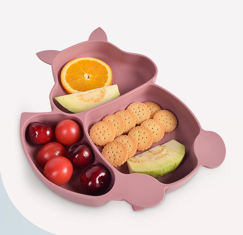 Bubbento Squirrel Compartment Silicone Dinner Plate Set