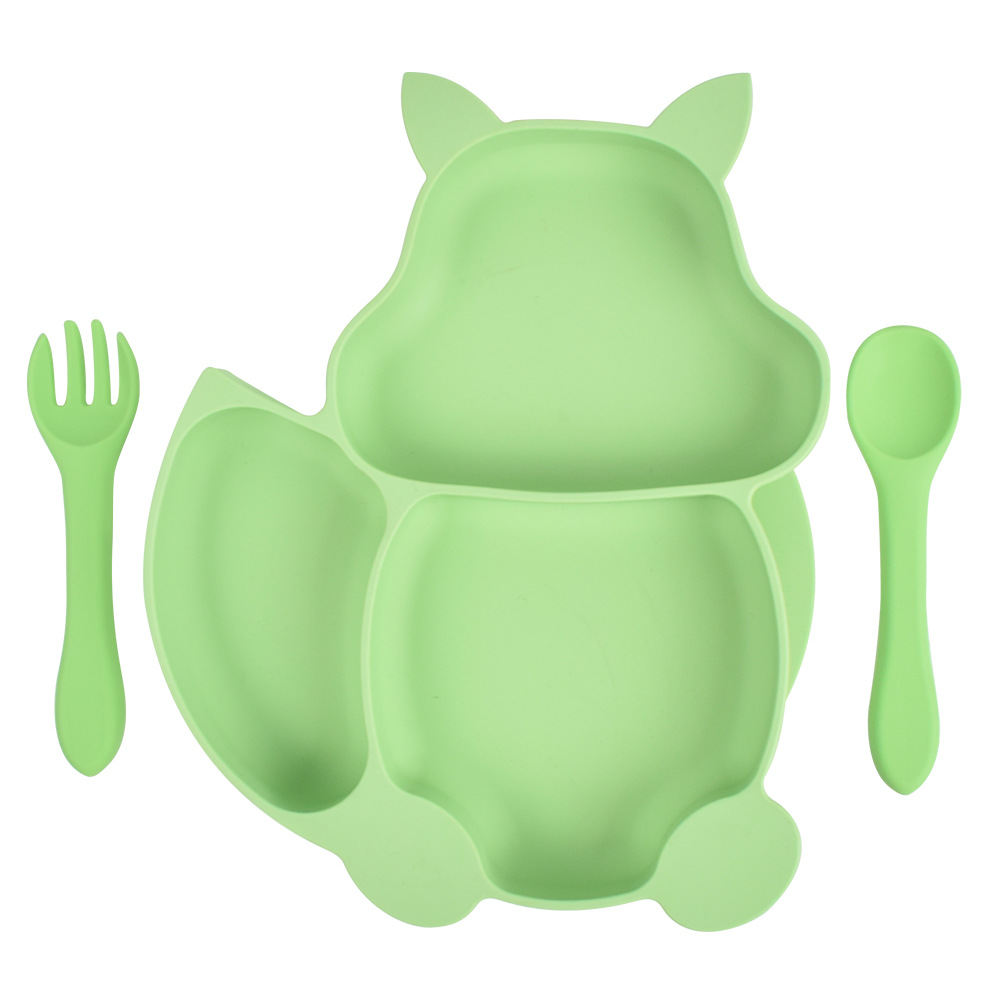 Bubbento Squirrel Compartment Silicone Dinner Plate Set - Image 9