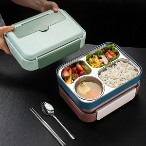 Bubbento Classic Simple Steel Bento Lunch Box with Soup Bowl