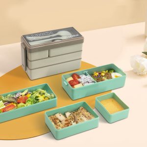 Bubbento Portable Microwaveable Three-Layer Lunch Box