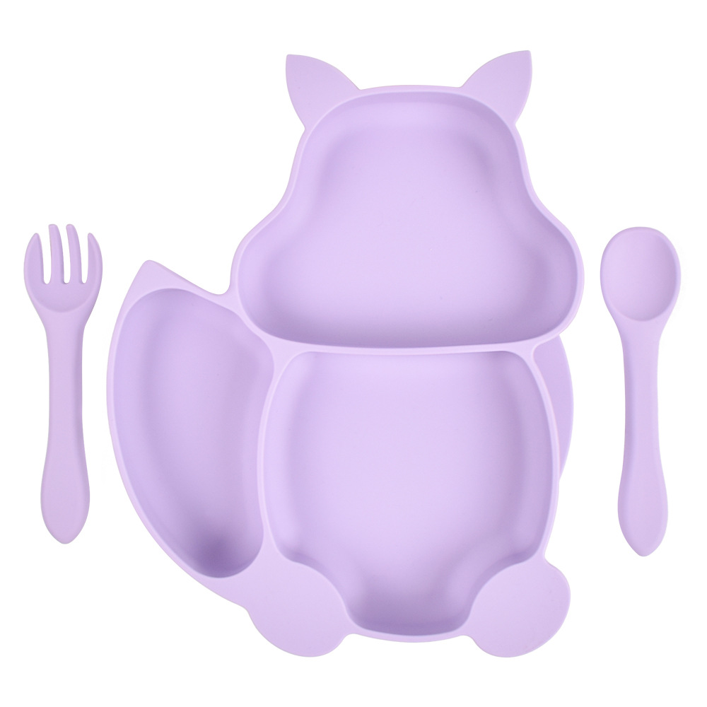 Bubbento Squirrel Compartment Silicone Dinner Plate Set - Image 10