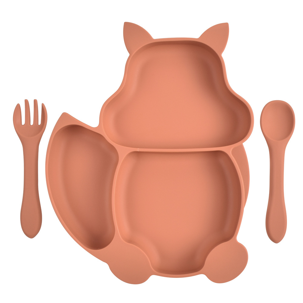 Bubbento Squirrel Compartment Silicone Dinner Plate Set - Image 12
