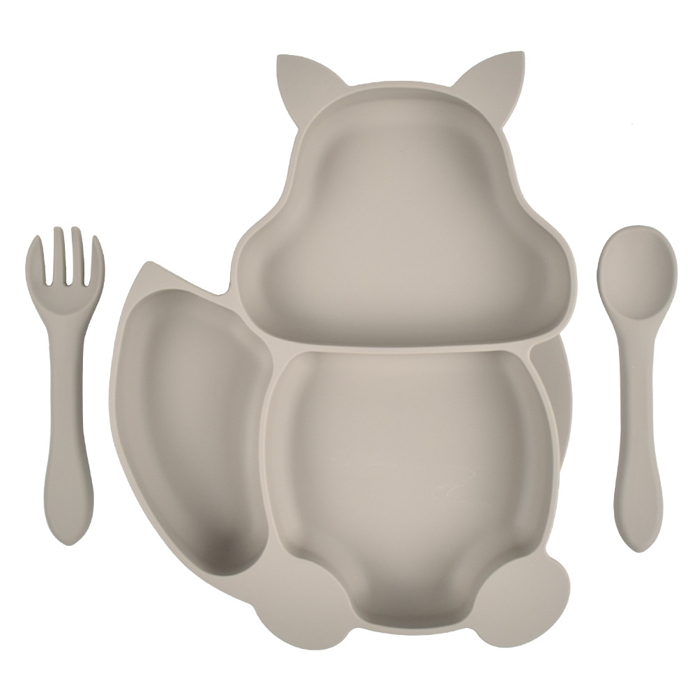 Bubbento Squirrel Compartment Silicone Dinner Plate Set - Image 6