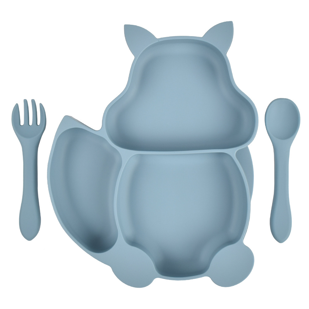 Bubbento Squirrel Compartment Silicone Dinner Plate Set - Image 8