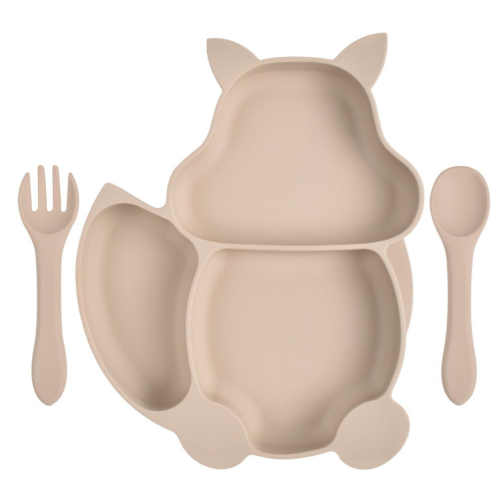 Bubbento Squirrel Compartment Silicone Dinner Plate Set - Image 7